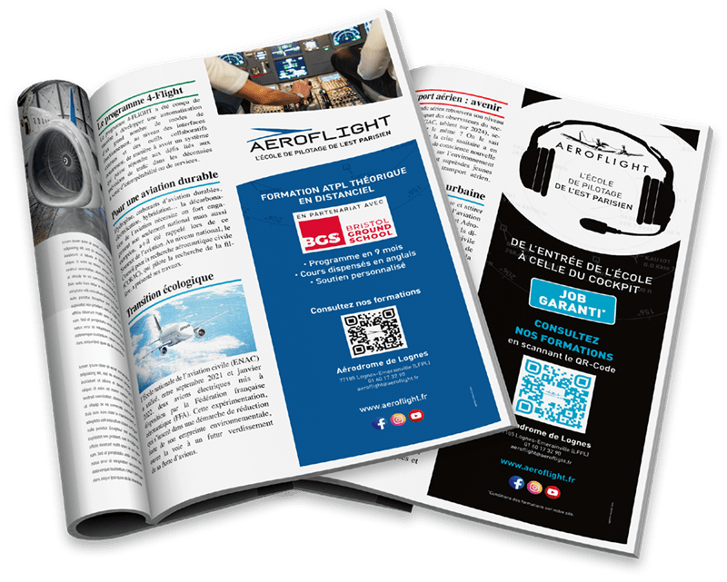 Aeroflight réalisation agence neocom digital creation print conseil brochure, magazine, flyers, communication marketing, creation site web